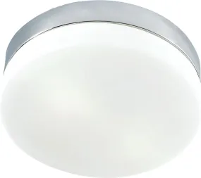 1 Light Flush Mount In Chrome and White Glass