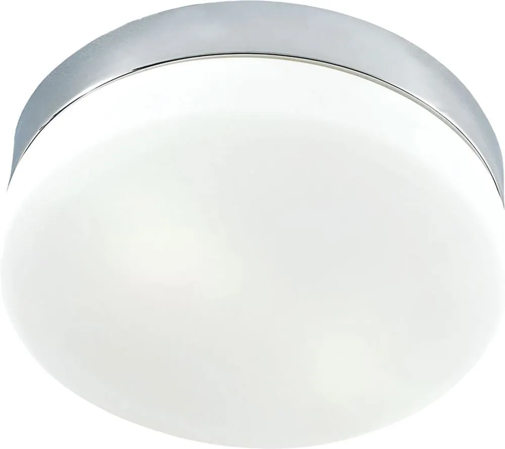 1 Light Flush Mount In Chrome and White Glass