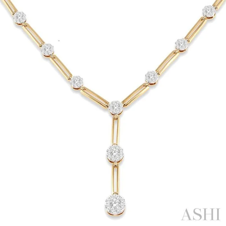 2 ctw Lovebright Round Cut Diamond Elongated Link Necklace in 14K Yellow and White Gold