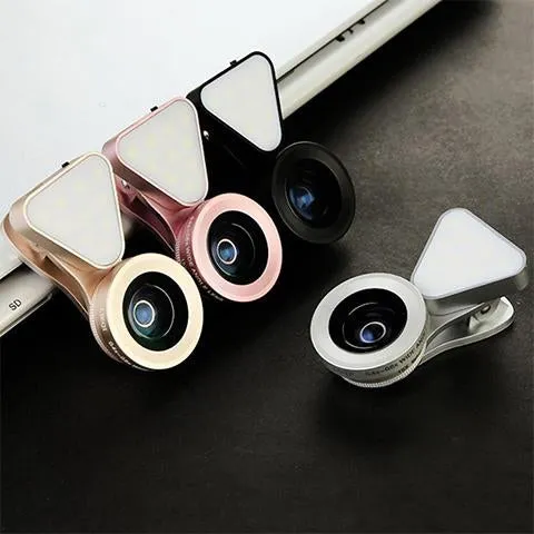 3-in-1 Phone Lens with 10 LED Flashlight Kit