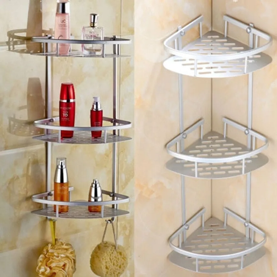 3 Tier Aluminum Steel washroom Shelf Corner