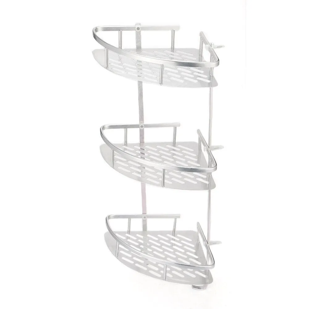 3 Tier Aluminum Steel washroom Shelf Corner