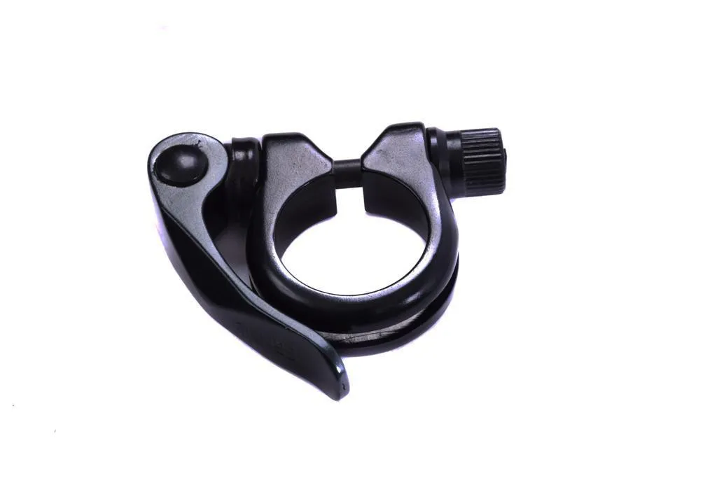 31.8mm ALLOY SEAT POST CLAMP   QUICK RELEASE LEVER GLOSS BLACK MTB   ALL BIKES