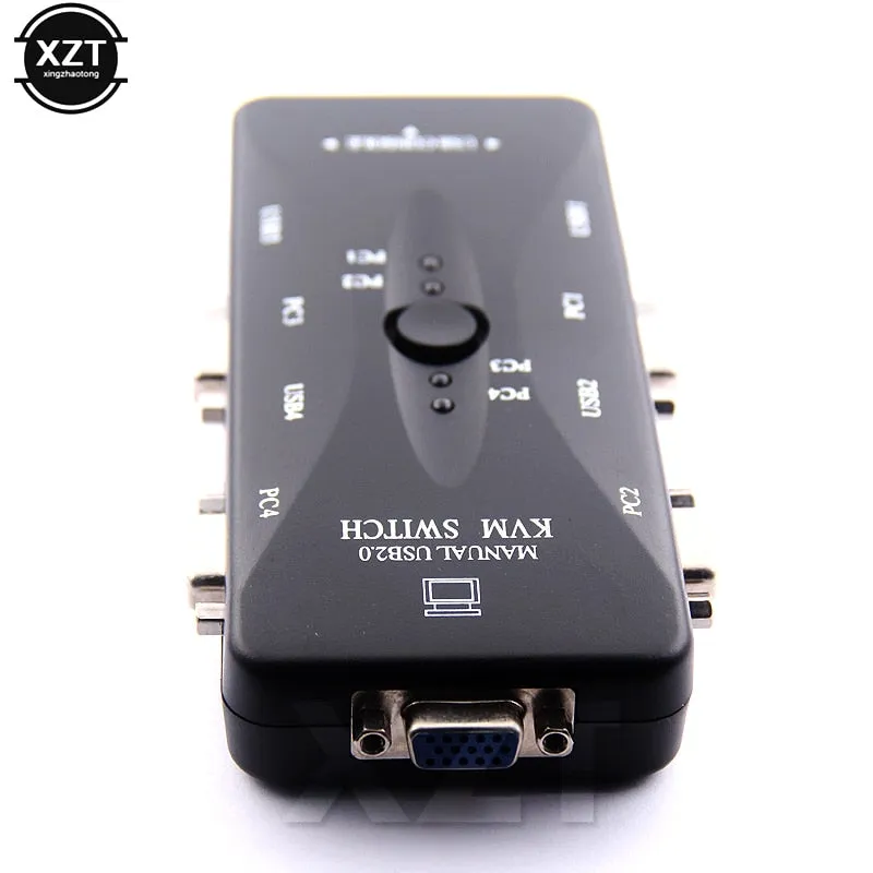 4 Ports USB2.0 KVM Switch Selector VGA Print Auto Switch Moniter Box VGA Splitter KVM Switch