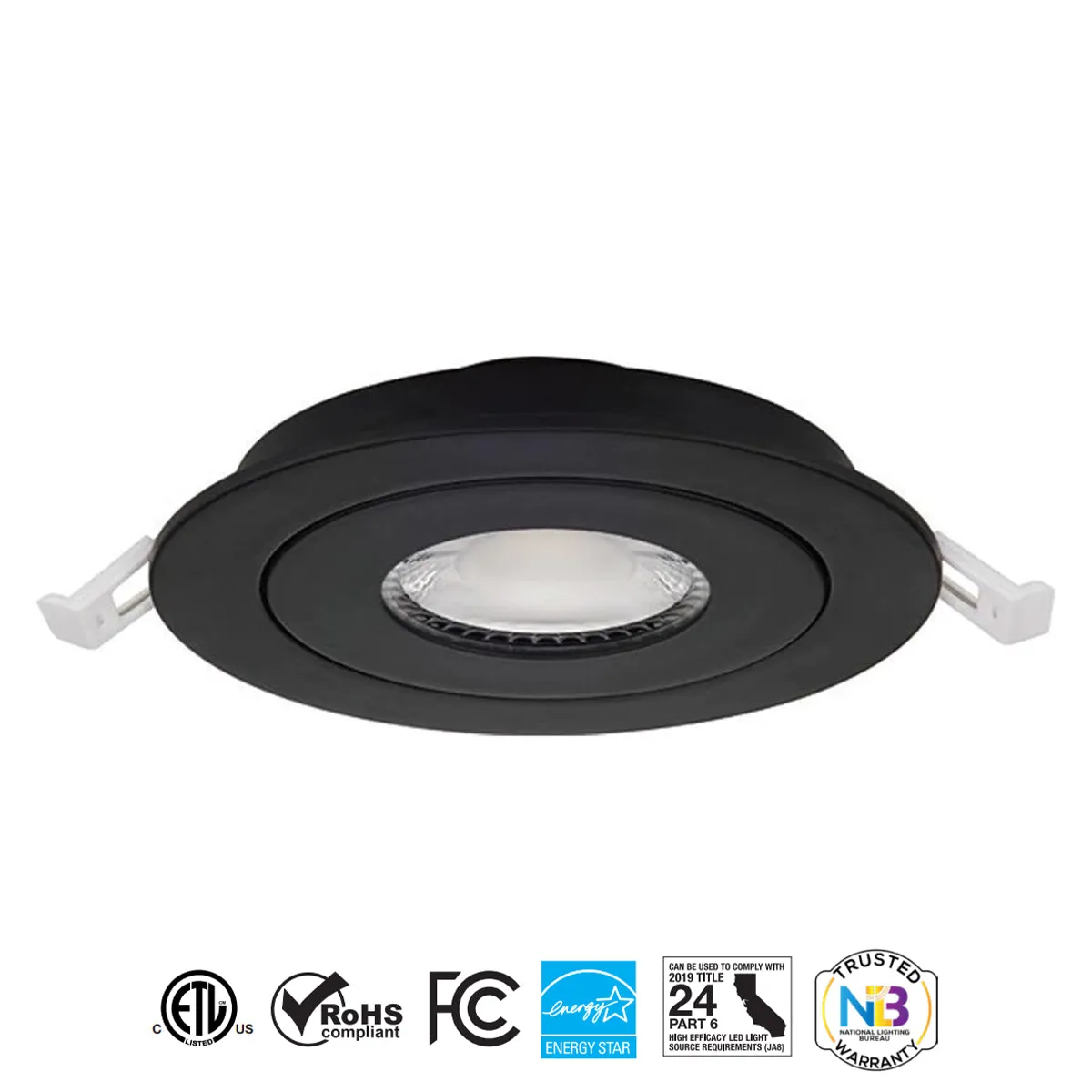 6" Gimbal LED Canless Recessed Light, 950 Lumens, Selectable 2700K to 5000K, Black Finish