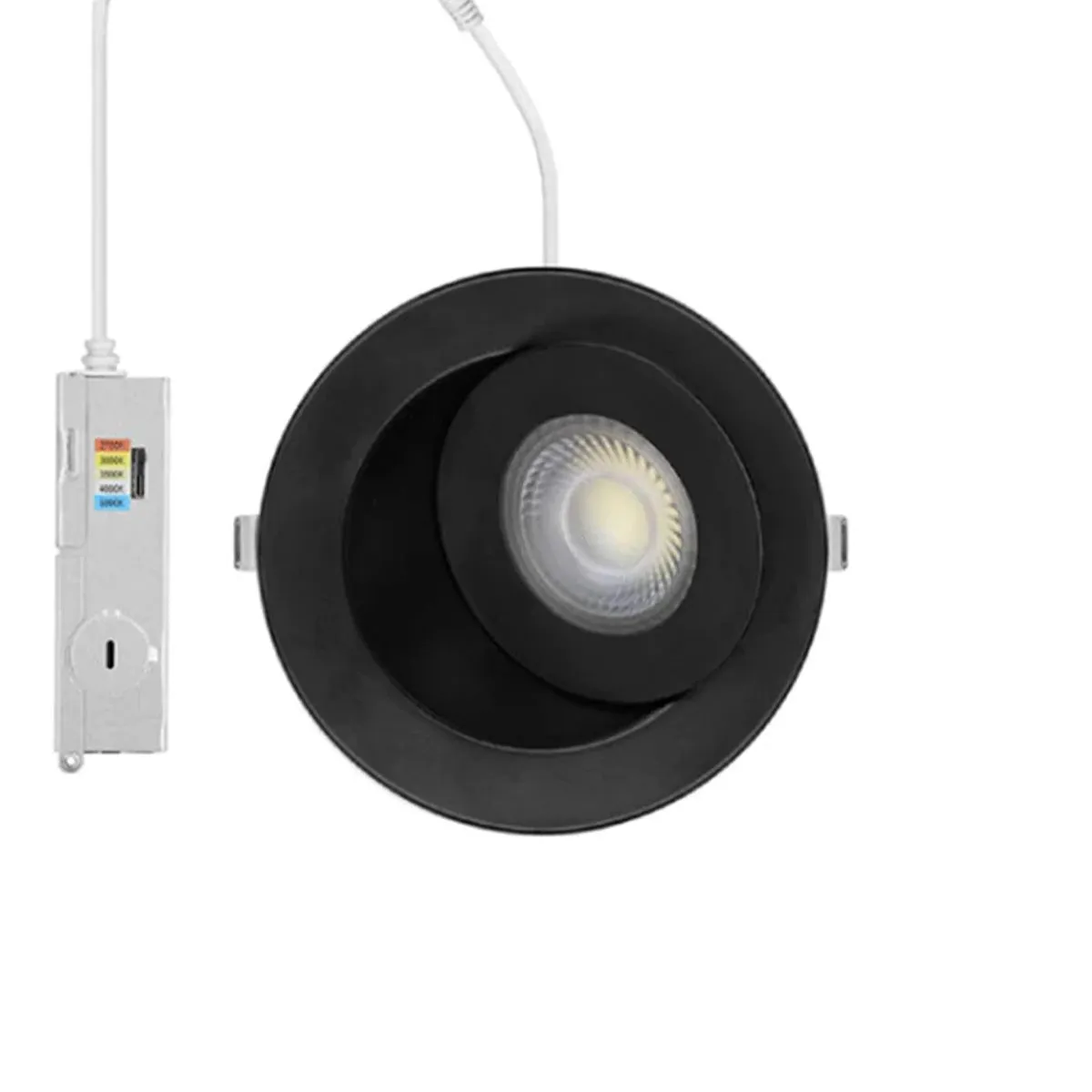 6" Gimbal LED Canless Recessed Light, 950 Lumens, Selectable 2700K to 5000K, Black Finish