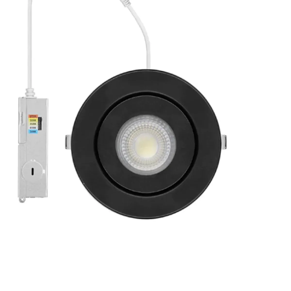 6" Gimbal LED Canless Recessed Light, 950 Lumens, Selectable 2700K to 5000K, Black Finish