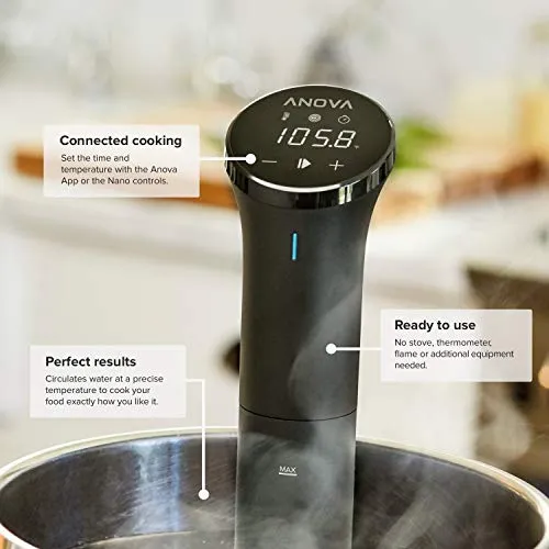 Anova Culinary AN400-US00 Nano Sous Vide Precision Cooker, 12.8" x 2.2" x 4.1", Silver