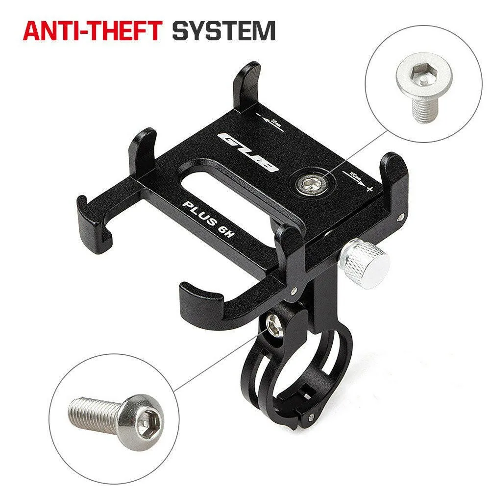 Anti-slip Bike Phone Holder with 360 Degree Rotation Aluminum Alloy Bicycle Motorcycle Phone Mount Clamp Holder for 3.5 - 6.2 Inch Mobile Phones