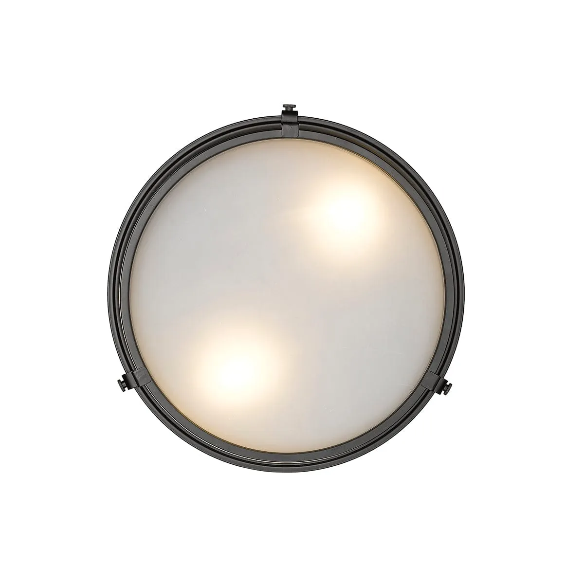 Arlson Flush Mount Fixture - Matte Black - Frosted Glass - 13in. Diameter - E26 Medium Base