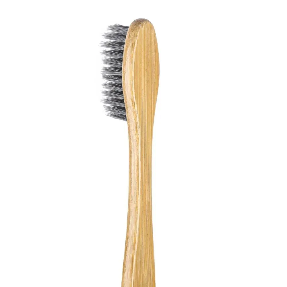 Bamboo Charcoal Toothbrush, Wooden Toothbrush, Medium Bristles, Earthbits