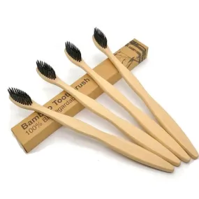 Bamboo Charcoal Toothbrush, Wooden Toothbrush, Medium Bristles, Earthbits