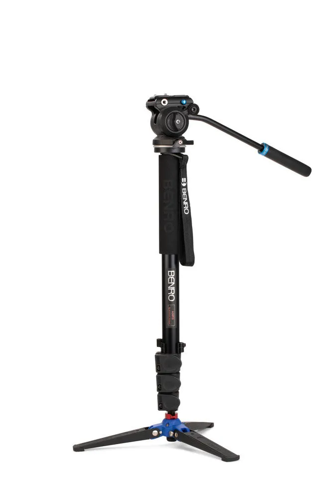 Benro A38FD Series 3 AL Monopod with Locking 3-Leg Base & S2PRO Head - 4 Leg Sections, Flip Lock Leg Release