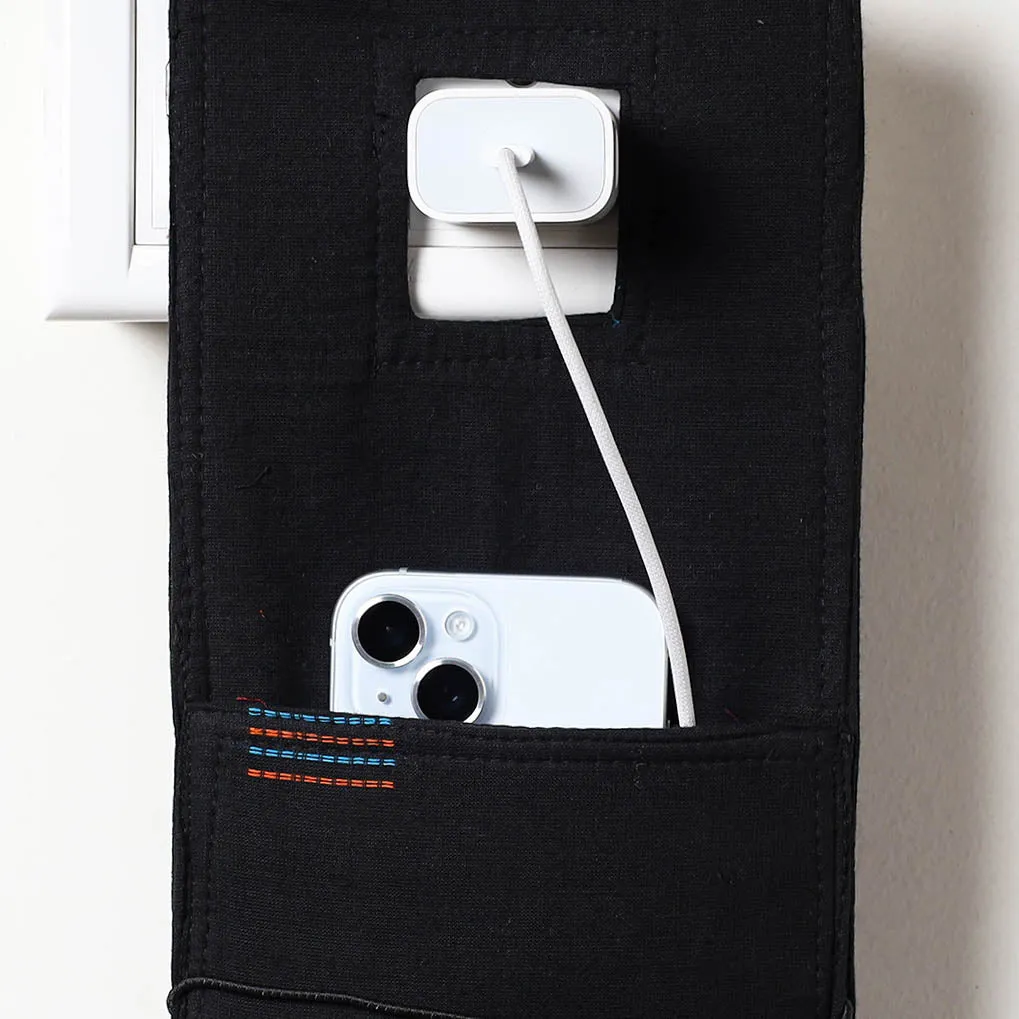 Black - Jacquard Weave Cotton Mobile Charging Holder