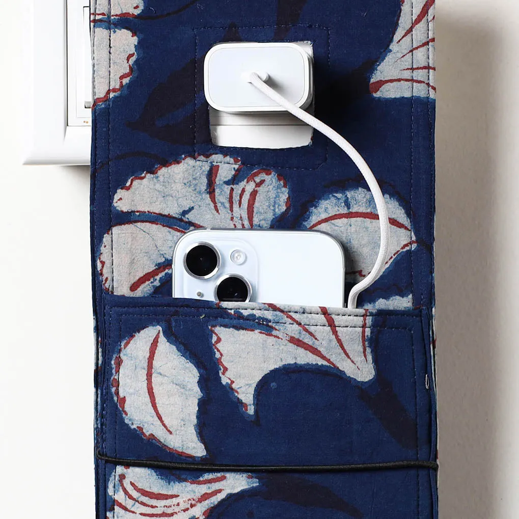 Blue - Bindaas Block Printed Cotton Mobile Charging Holder