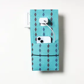 Blue - Jacquard Weave Cotton Mobile Charging Holder