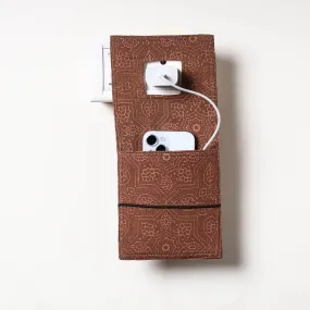 Brown - Ajrakh Block Printed Cotton Mobile Charging Holder