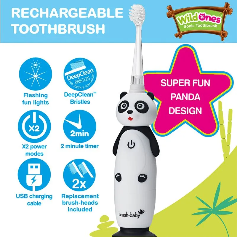 Brush-baby WildOnes Panda RechargeableSonic ElectricToothbrush 0-10yrs