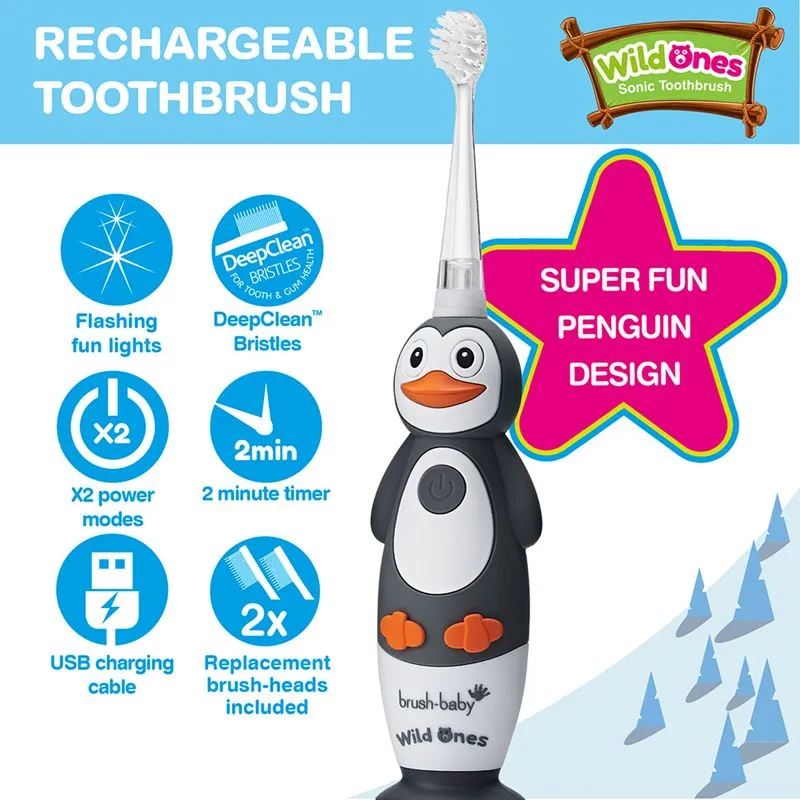 Brush-baby WildOnes Penguin RechargeableSonicElectricToothbrush 0-10yr