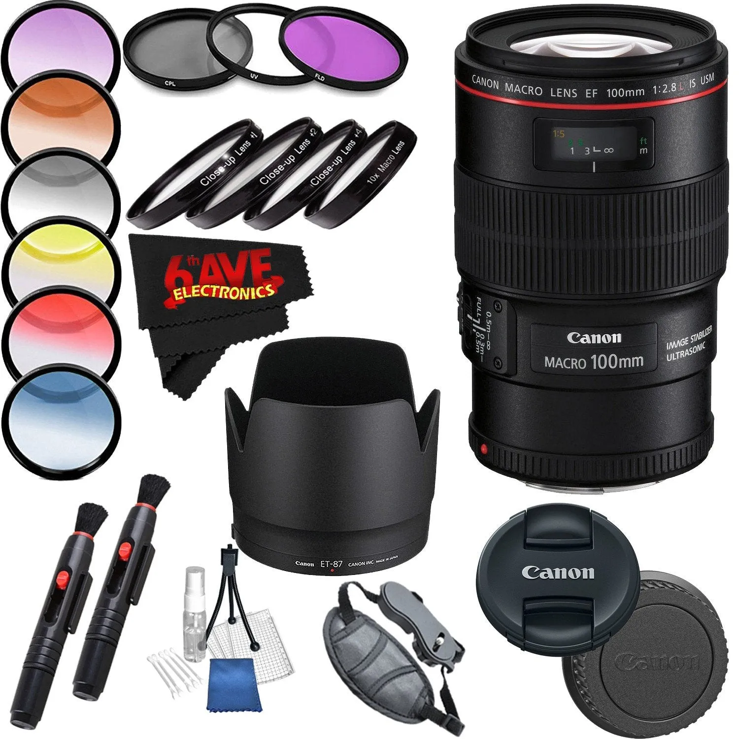 Canon EF 100mm f/2.8L Macro is USM Lens International Version Professional Accessory Combo