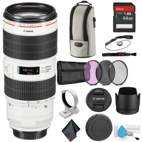 Canon EF 70-200mm f/2.8L is III USM Telephoto Zoom Lens - Bundle with 64GB Memory Card