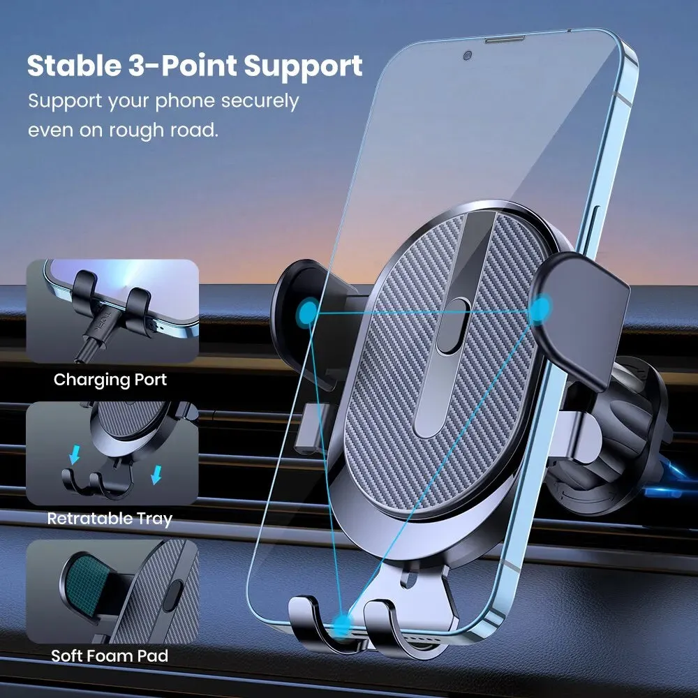 Car Phone Holder Mount, TOPK 2023 Upgrade Auto Locking Universal Phone Holder with Hook Clip for Car Air Vent for iPhone Samsung