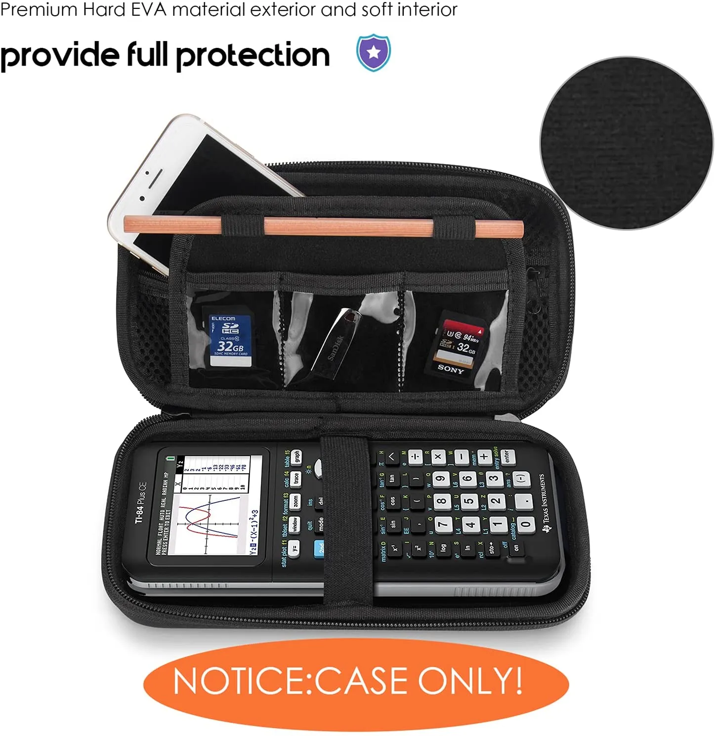 (CASE ONLY) Hard EVA Case for Texas Instruments Ti-84 Plus CE | ProCase