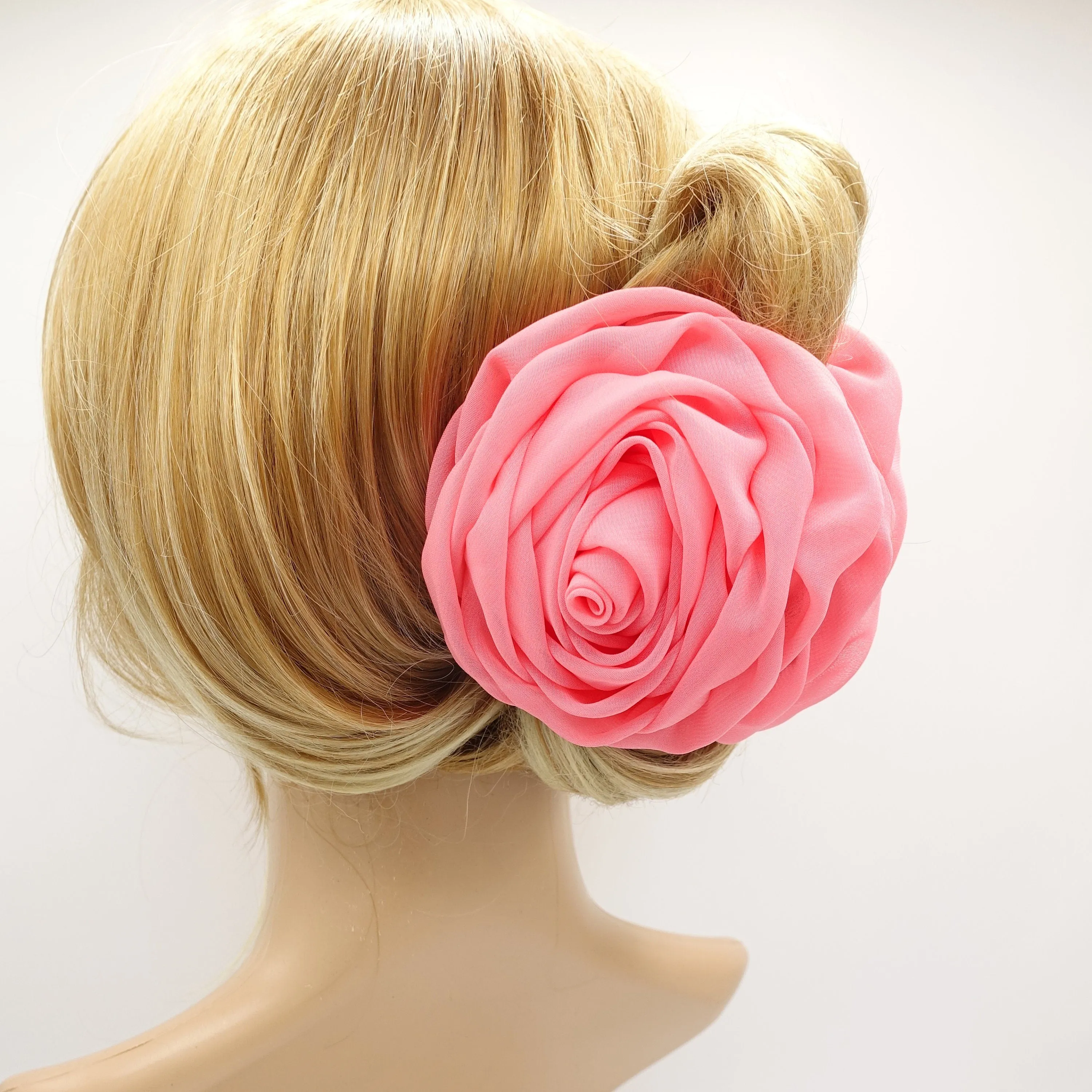 chiffon flower hair claw updo hair clamp for women