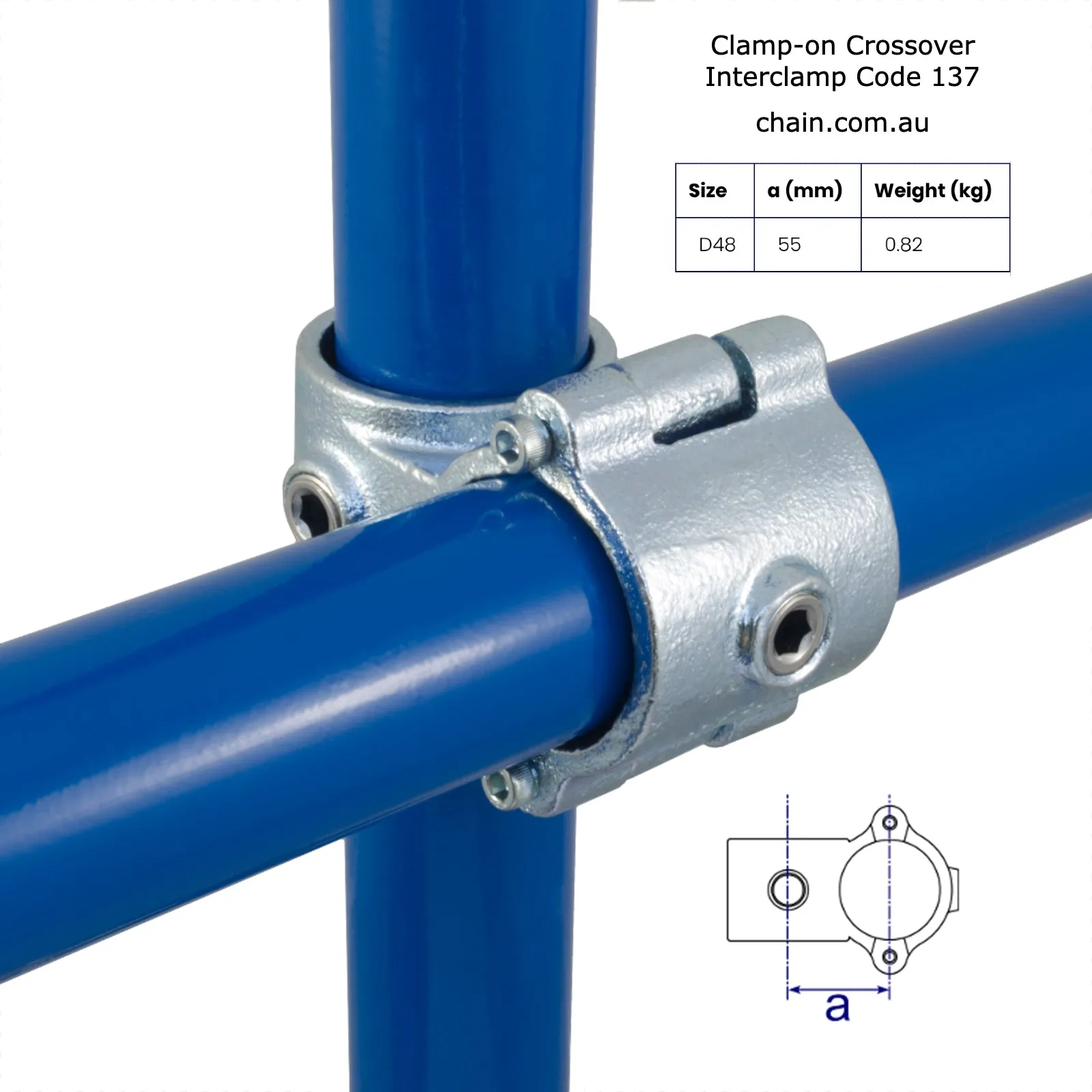 Clamp On Crossover for Galvanised Pipe (Interclamp Code 137)