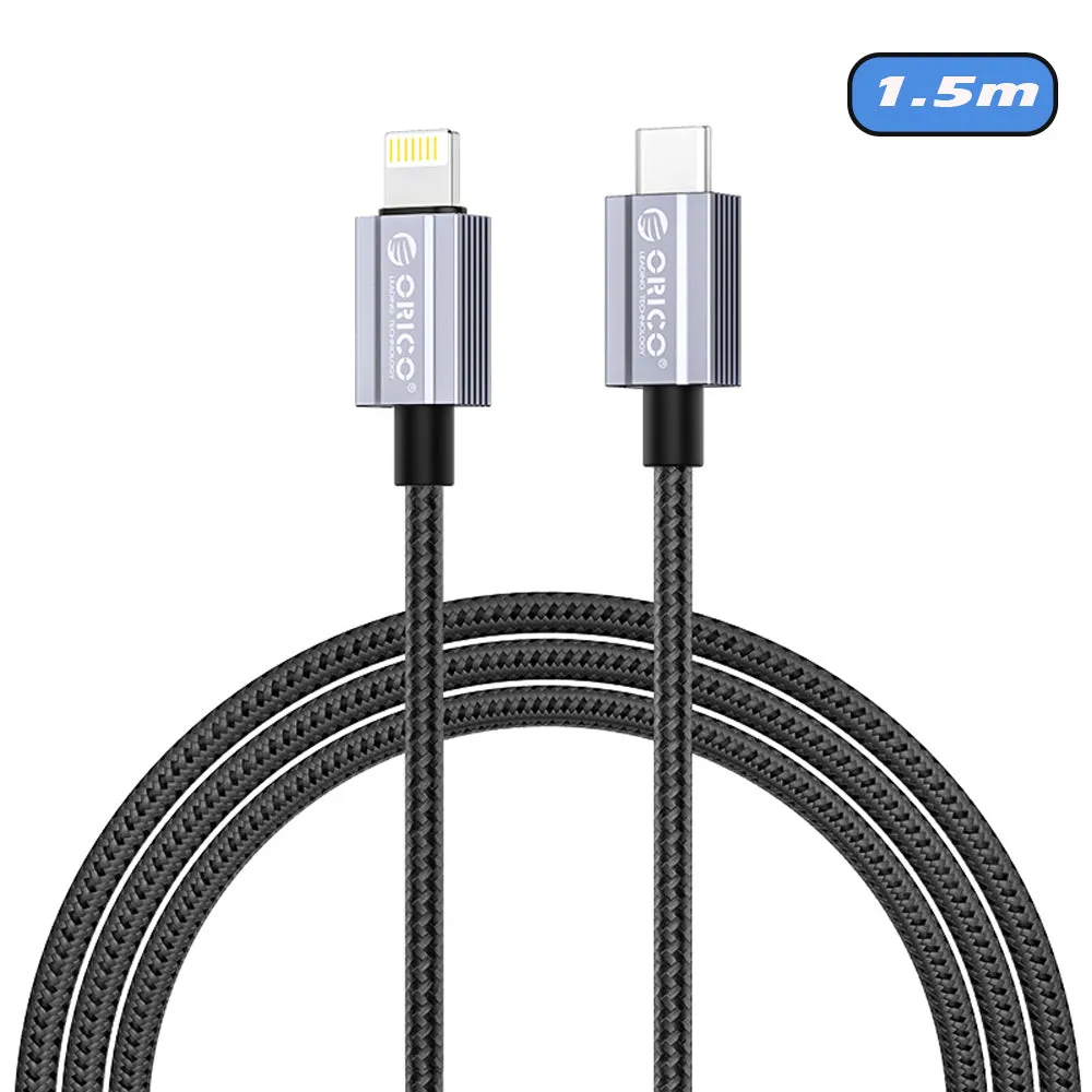 [CLEARANCE] ORICO GQA29 (1.5m / 2m) USB Type C to Lightning Fast Charging Data Cable 14.5V/2A PD 29W, 480Mbps Transmission Rate, Nylon-Braided Aluminum Alloy for iPhone, iPad, Air Pods