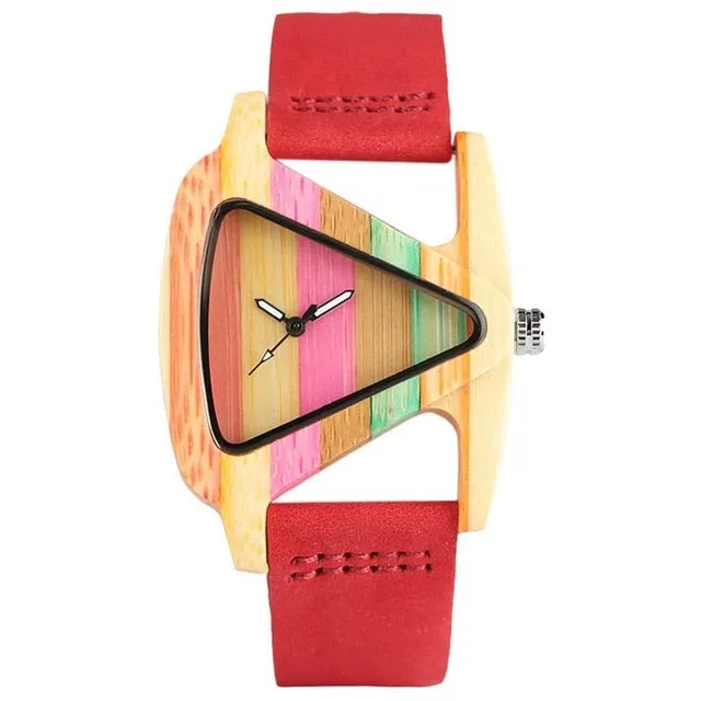 Colourful Triangle Bamboo Wood Watch