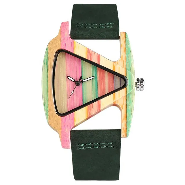 Colourful Triangle Bamboo Wood Watch