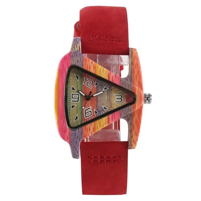 Colourful Triangle Bamboo Wood Watch