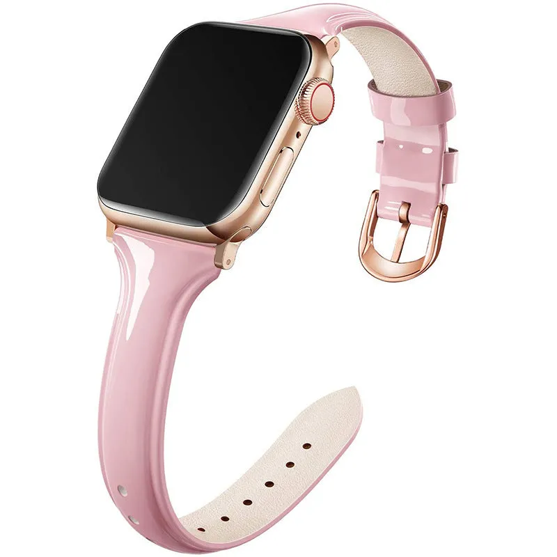 Compatible With , Suitable For  Watch 6se Strap Watch Small Waist Glossy Patent Leather Iwatch Leather Strap