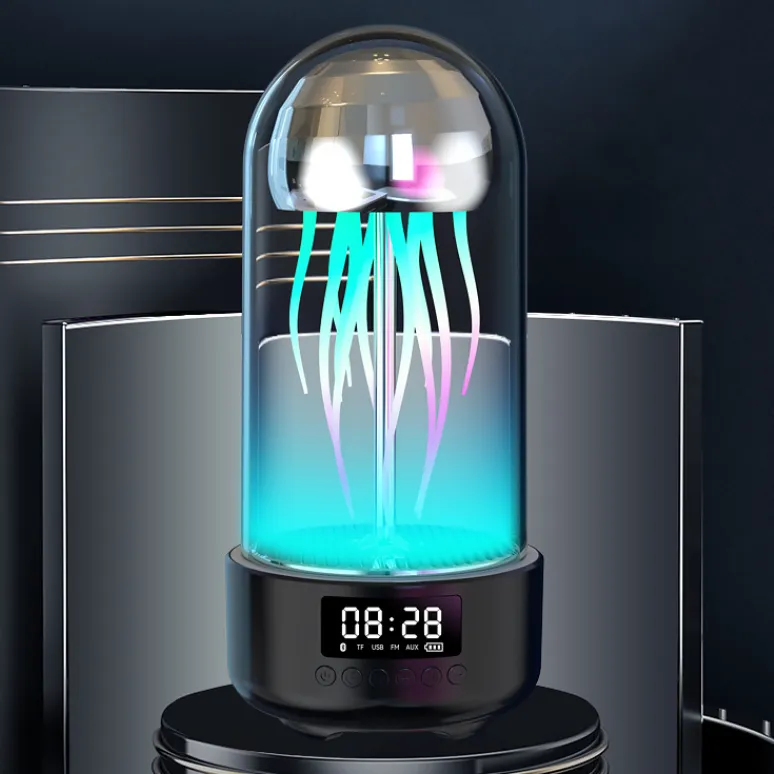 Creative 3 in 1 Colorful Jellyfish Lamp With Clock Luminous Stereo