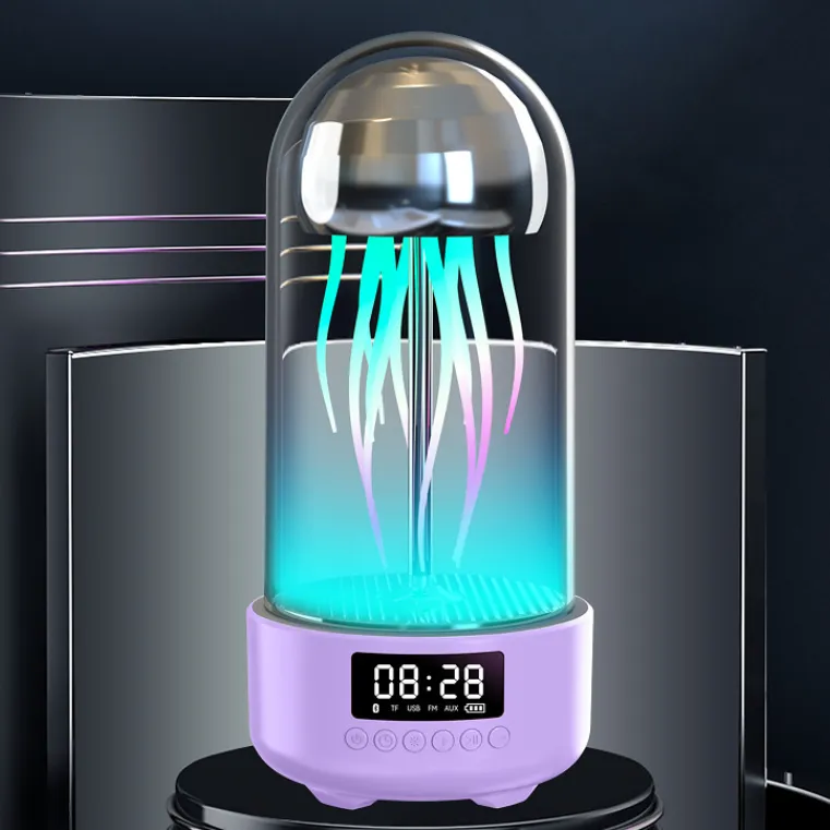 Creative 3 in 1 Colorful Jellyfish Lamp With Clock Luminous Stereo