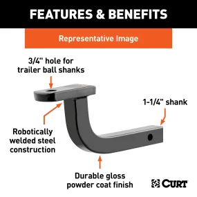 CURT 45014 Class 2 Ball Mount (1-1/4in. Shank; 3;500 lbs.; 5in. Rise; 9-5/8in. Long)