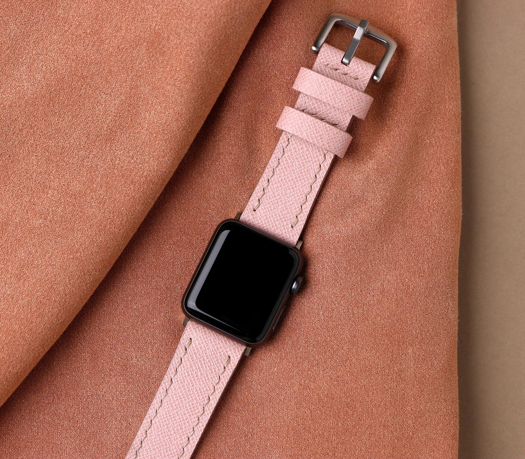 Custom Made Apple Watch Strap - Rose Saffiano