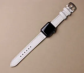 Custom Made Apple Watch Strap - Snow White Saffiano