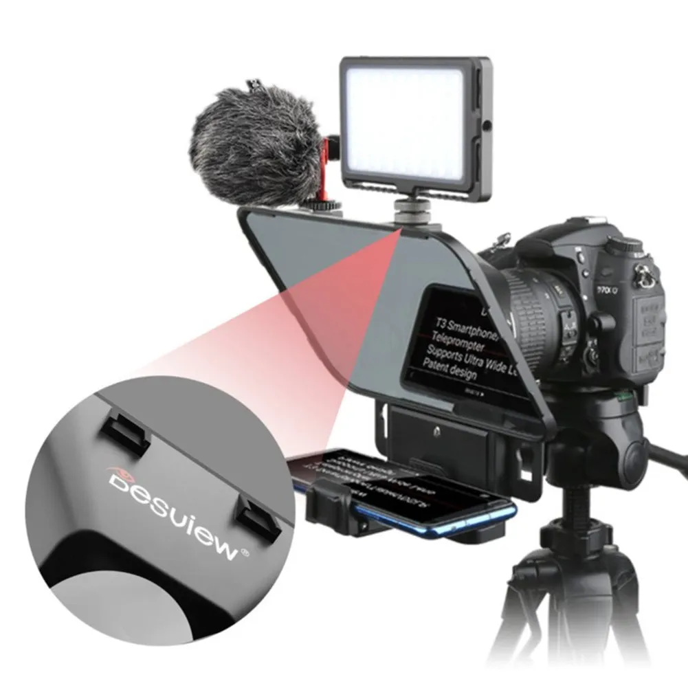 DESVIEW T3 Teleprompter for Smartphone/Tablet/DSLR with Remote Controller