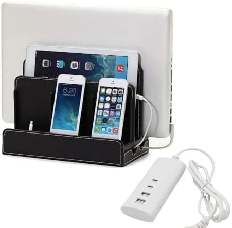 Eco-Friendly Bamboo Multi-Device Charging Station Dock & Organizer