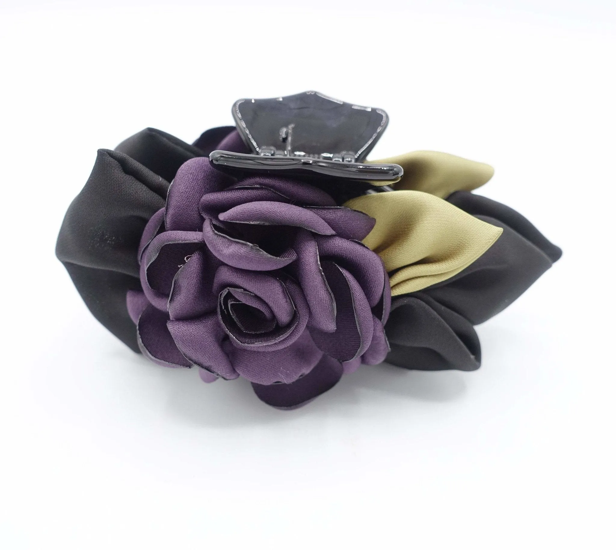 flower hair claw rose black bow decorated hair clamp