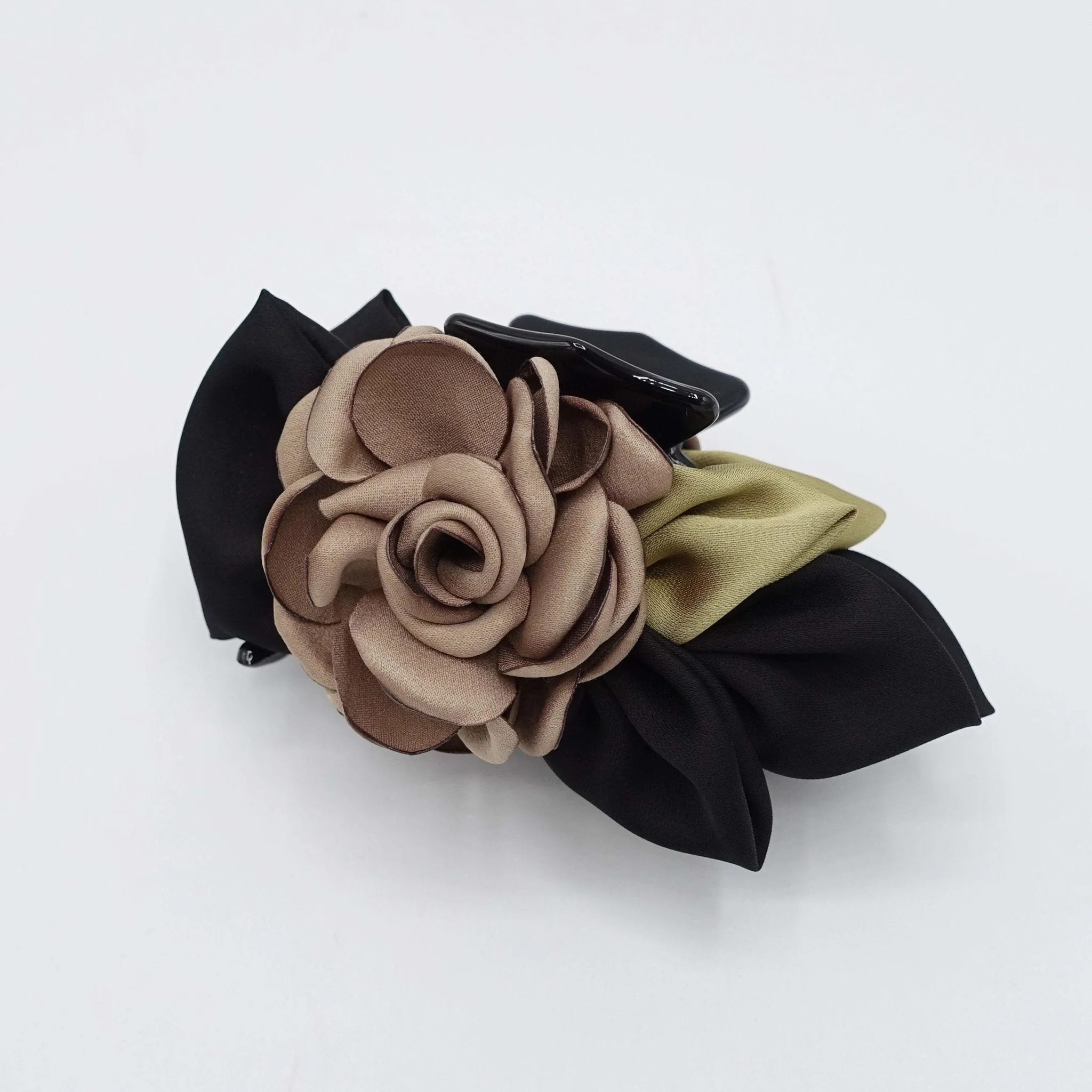 flower hair claw rose black bow decorated hair clamp