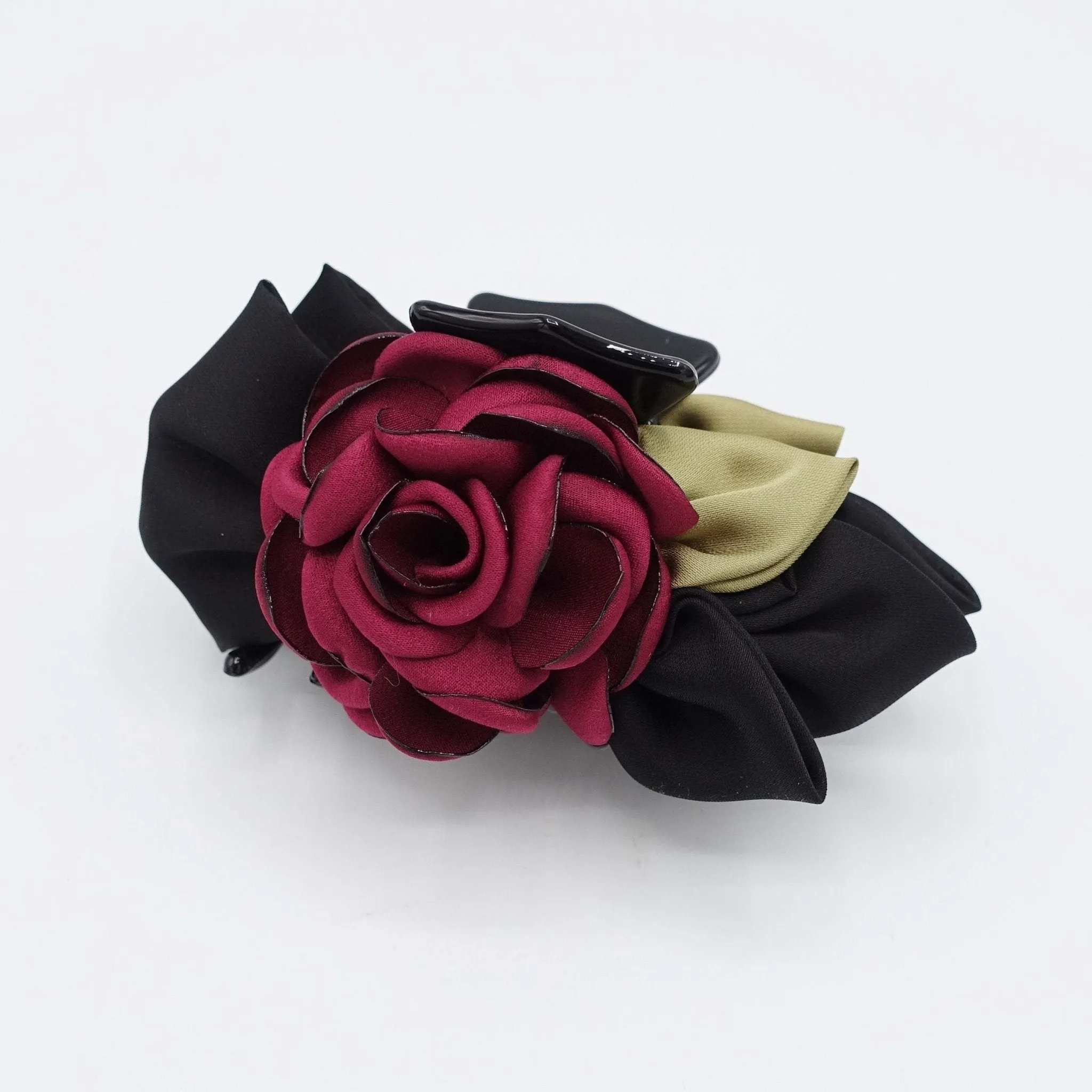 flower hair claw rose black bow decorated hair clamp