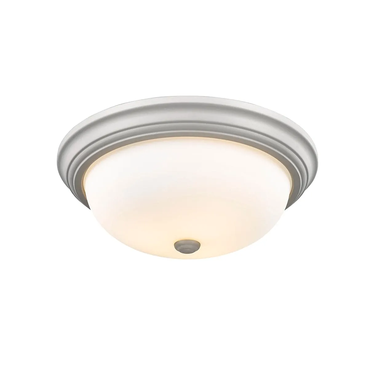 Flush Mount Fixture - Satin Nickel - Etched White Glass - 15in. Diameter - E26 Medium Base