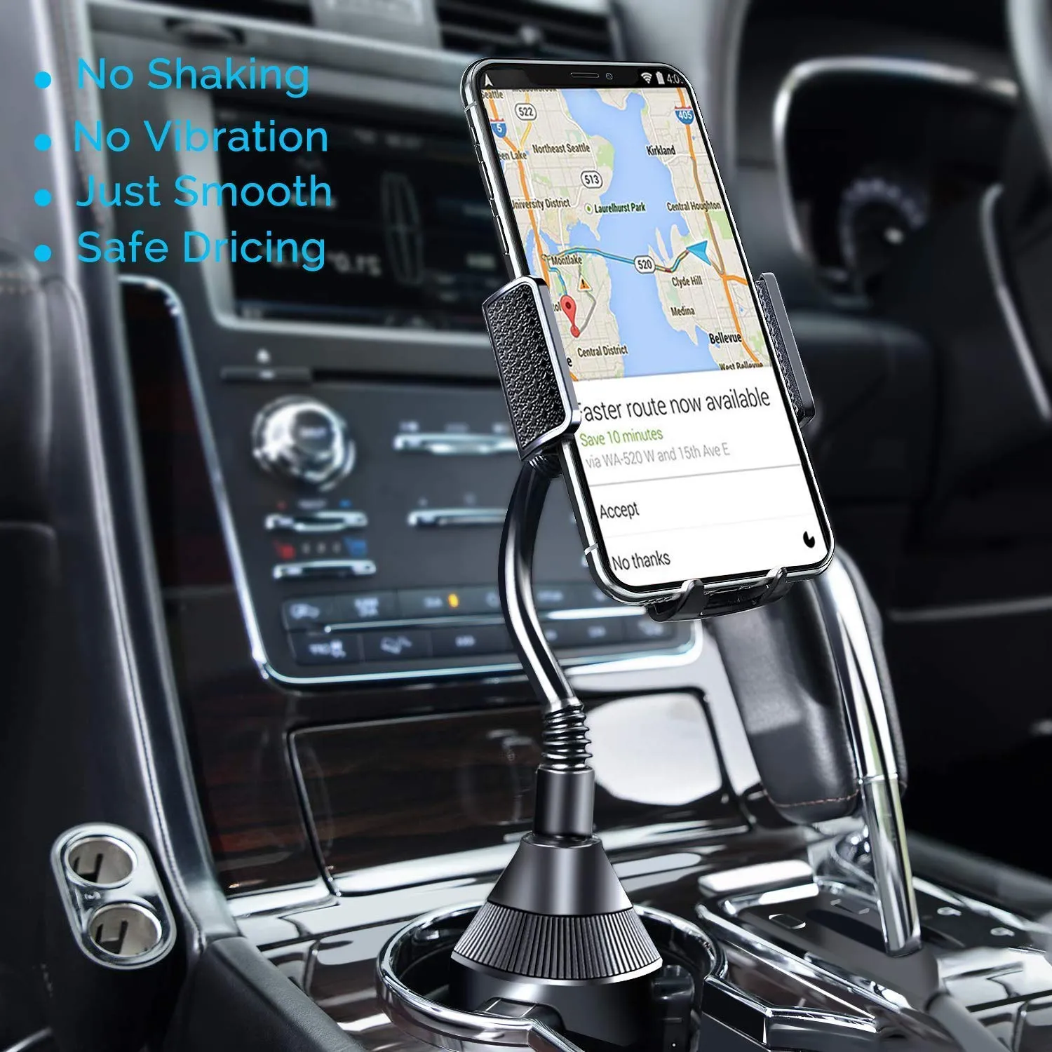 Galaxy Wireless Cup Holder Phone Mount Universal Adjustable Gooseneck Cup Holder Cradle Car Mount for Cell Phone iPhone 11 Pro Max/11 Pro/11/Xs/XS Max/X/8/7 Plus/Note 10 Plus/Note10/S10 /S10/S9 Plus