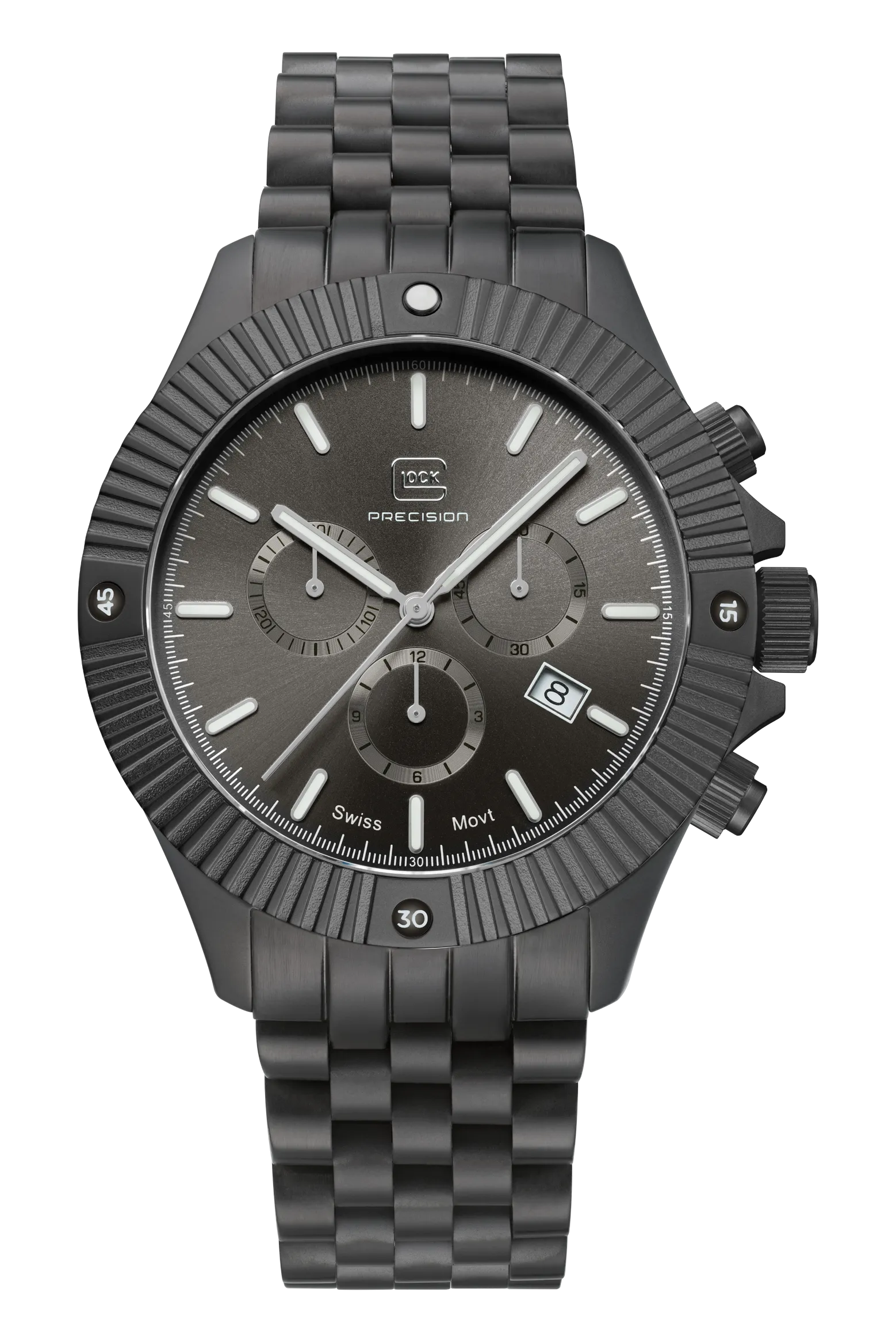 Gents Grey Steel Glock Watch with Grey Dial and Chronodial