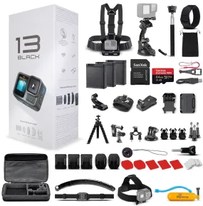 GoPro HERO13 Action Camera   64GB Card, 50 Piece Accessory Kit and 2 Batteries