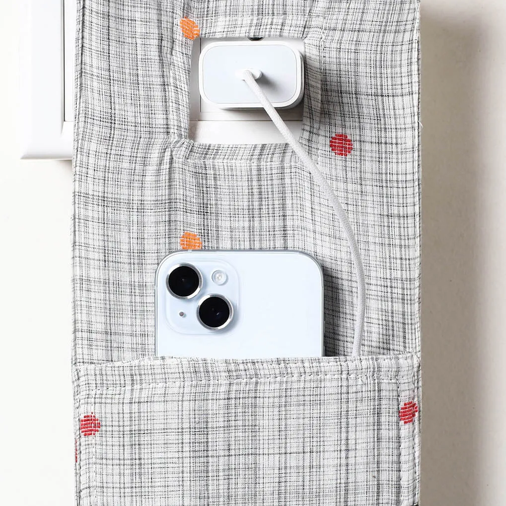 Grey - Jacquard Weave Cotton Mobile Charging Holder