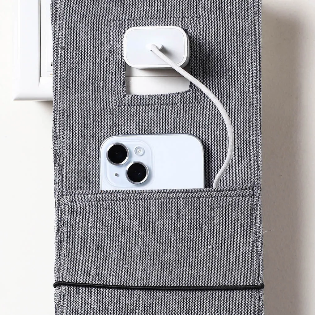 Grey - Plain Cotton Mobile Charging Holder